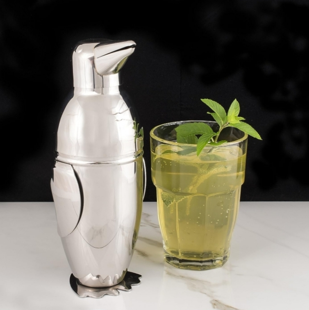Vintage-Style Bey Berk Penguin Cocktail Shaker Stainless Steel Unused